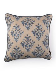 Blue Beige Embroidered Square Cushion Cover