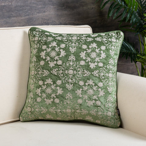 Green Set of Single Floral Square Cushion Covers