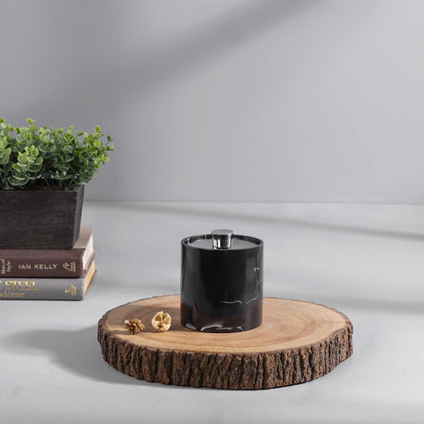 Marble Moderno Cotton Jar With Metallic Lid