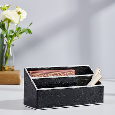 Black Silver-Color Textured Envelope Holder