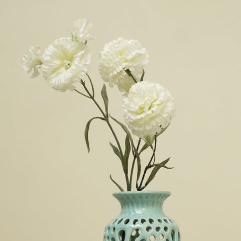 White Carnation Faux Flower Stem Single