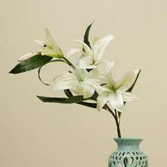 White Lily Faux Flower Stem Single