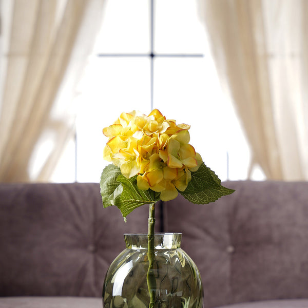 Yellow Hydrangea Faux Flower Stem Single