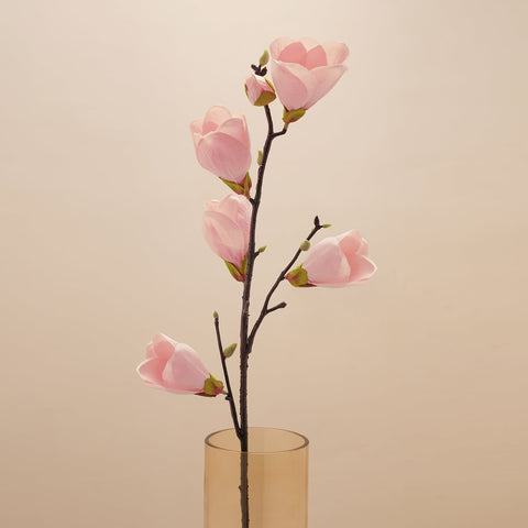 Pink Magnolia Faux Flower Stem - Single