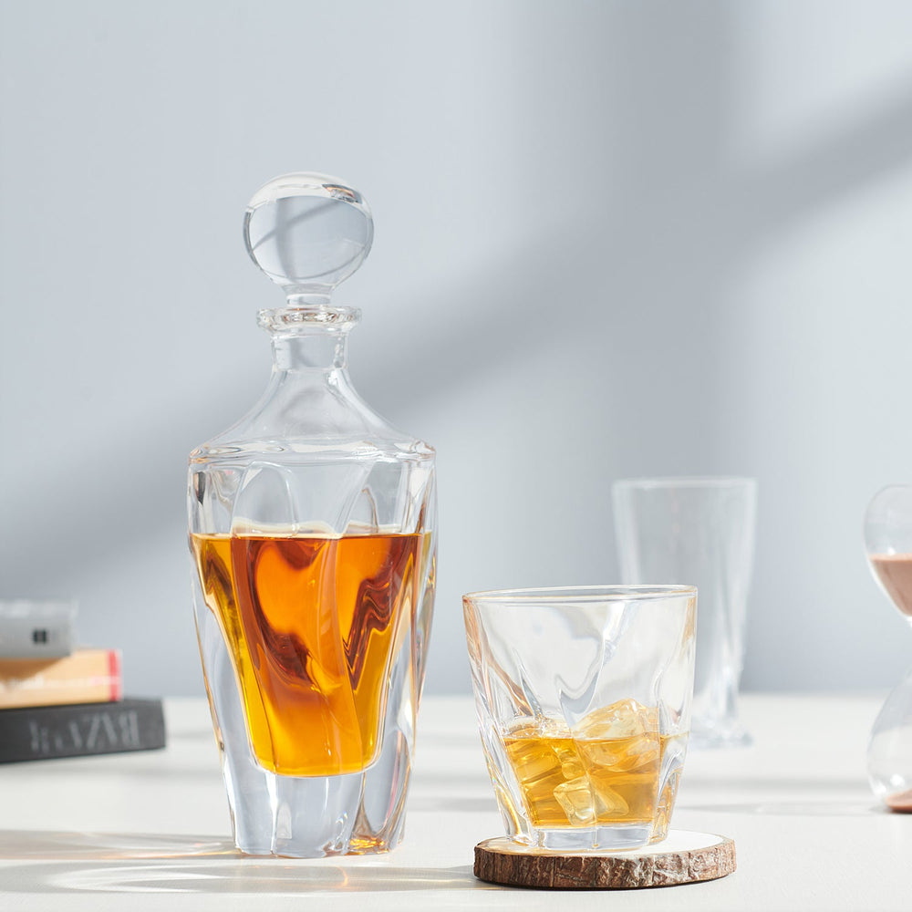 Transparent Handcrafted Clear Barley Glass Decanter