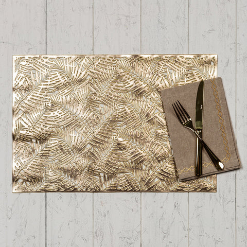 Set of 6 : Golden Abstract Leaf Placemats