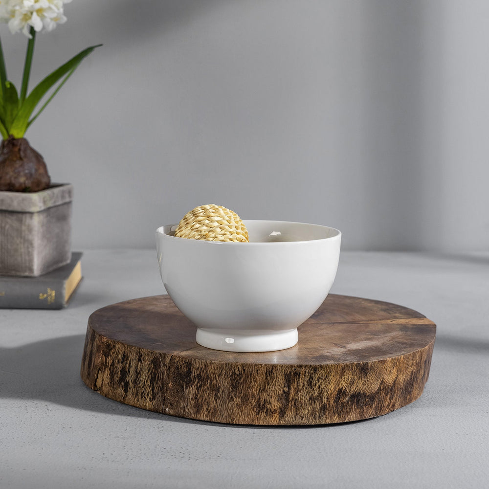 Set Of 2: Large Cream Classic Footed Bowl