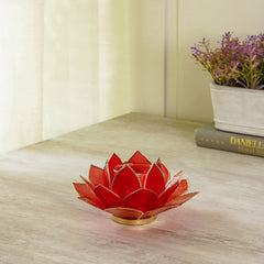 Florance Red Capiz Lotus Tea Light Holder