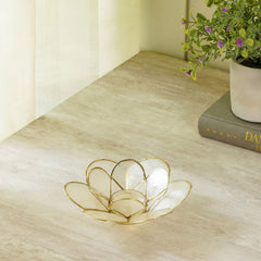 Florance Cream Capiz Bloom Tea Light Holder