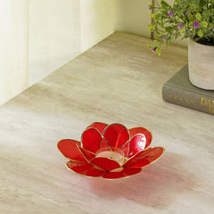 Florance Red Capiz Bloom Tea Light Holder