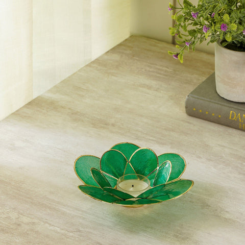Florance Green Capiz Bloom Tea Light Holder
