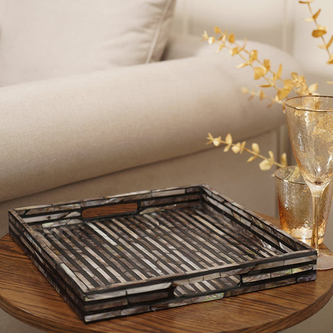Black Mother of Pearl Square Tray