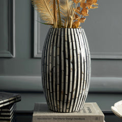 Black Ceramic & Mother of Pearl Vase