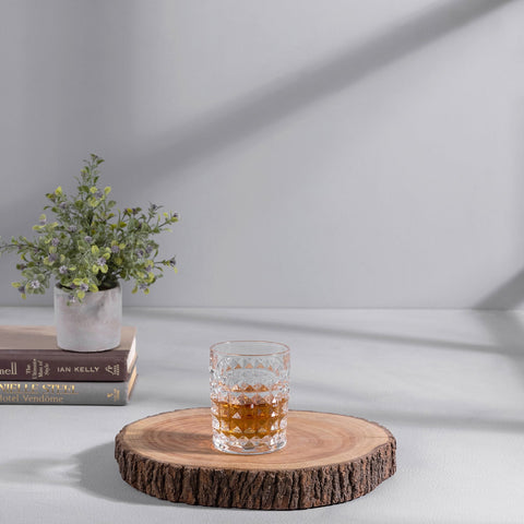 Set Of 6 Transparent Clear Diamond Cut Glass Tumblers