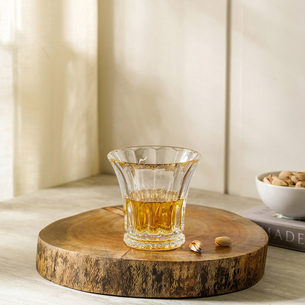 Set Of 6 Transparent Textured Whisky Glass