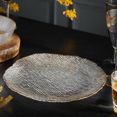 Clear Fizz Textured Glass Charger Plate
