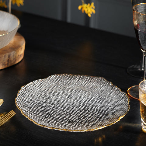 Clear Fizz Textured Glass Dinner Plate