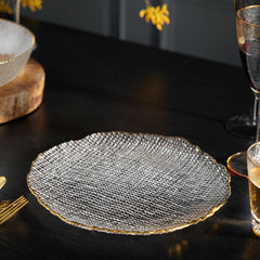Clear Fizz Textured Glass Dinner Plate