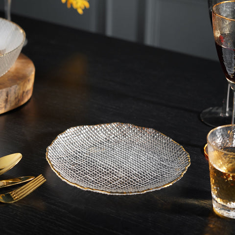 Clear Fizz Textured Glass Dessert Plate