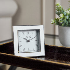 Harper White Enameled Alarm Clock