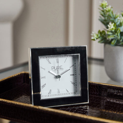 Harper Black Enameled Alarm Clock