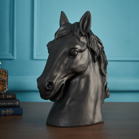 Black Matte Polyresin Horse Head