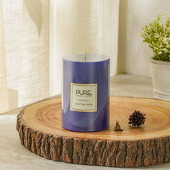 Large Blue Cool Vetiver Pillar Candle