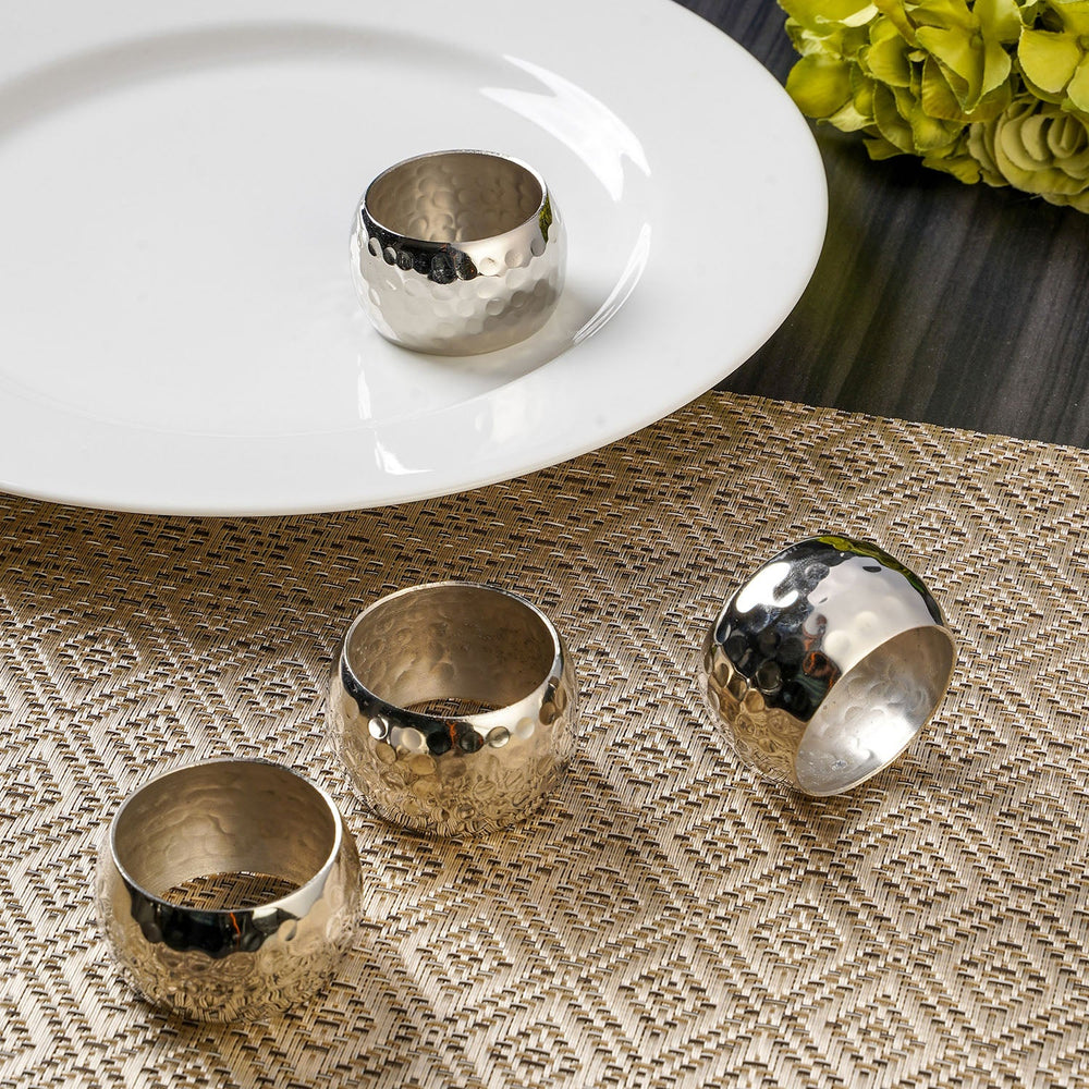 Set Of 4: Riah Silver Finesse Napkin Rings