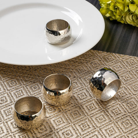 Set Of 4: Riah Silver Finesse Napkin Rings