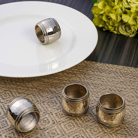 Set Of 4: Ikai Silver Sheen Napkin Rings