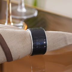 Napkin Ring-Set Of 4, Black/Sil, 5X5X3Cm