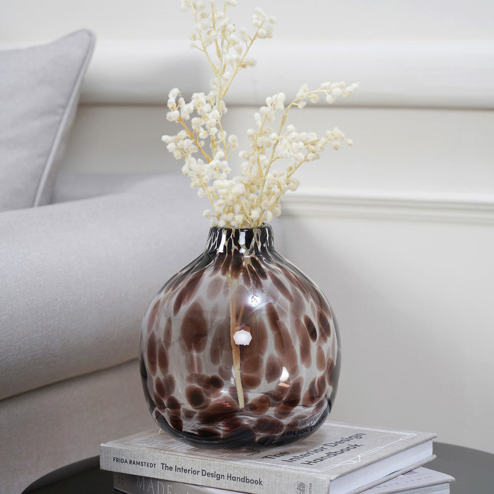 Dotted Brown Round Flower Vase
