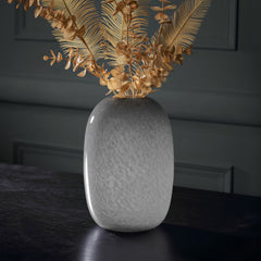 Solid Grey Glass Rounded Flower Vase