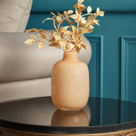 Solid Brown Glass Bottle Neck Flower Vase