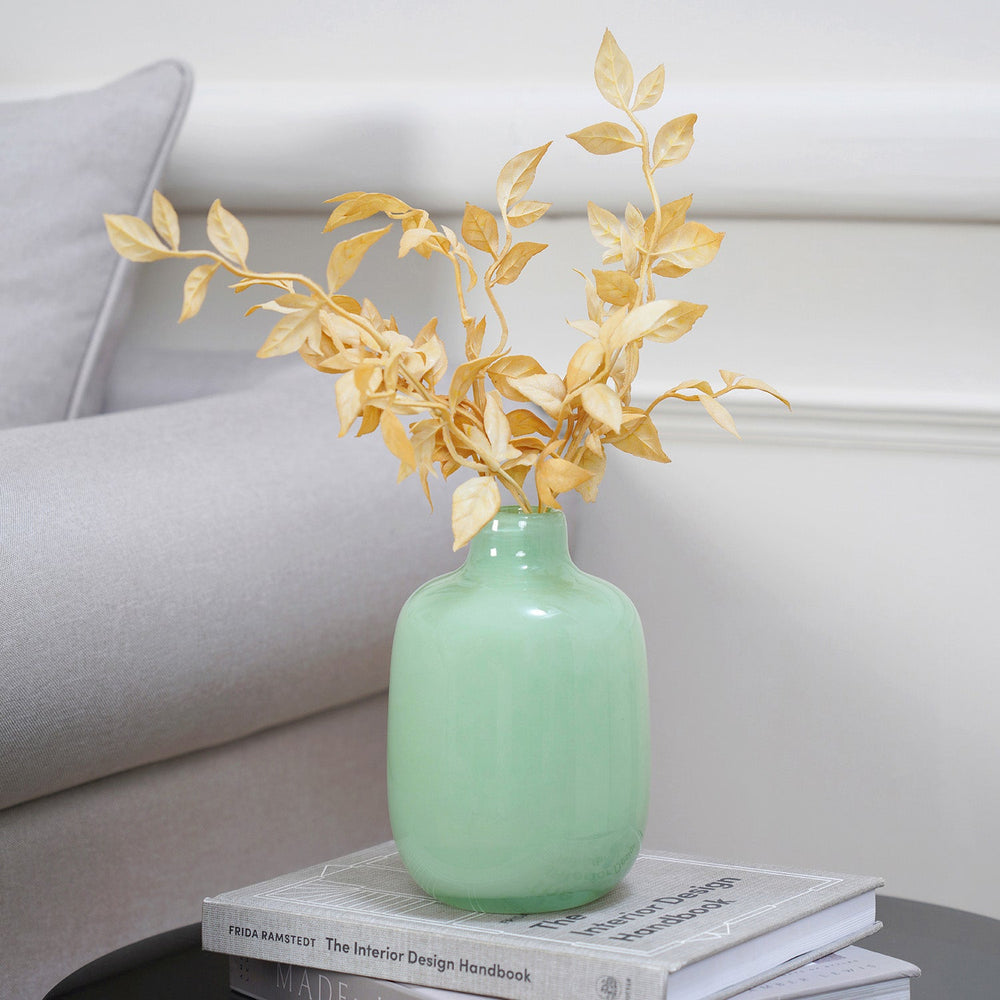Ivy Green Blown Spherical Flower Vase