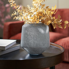 Solid Grey Wide Cylinder Glass Flower Vase