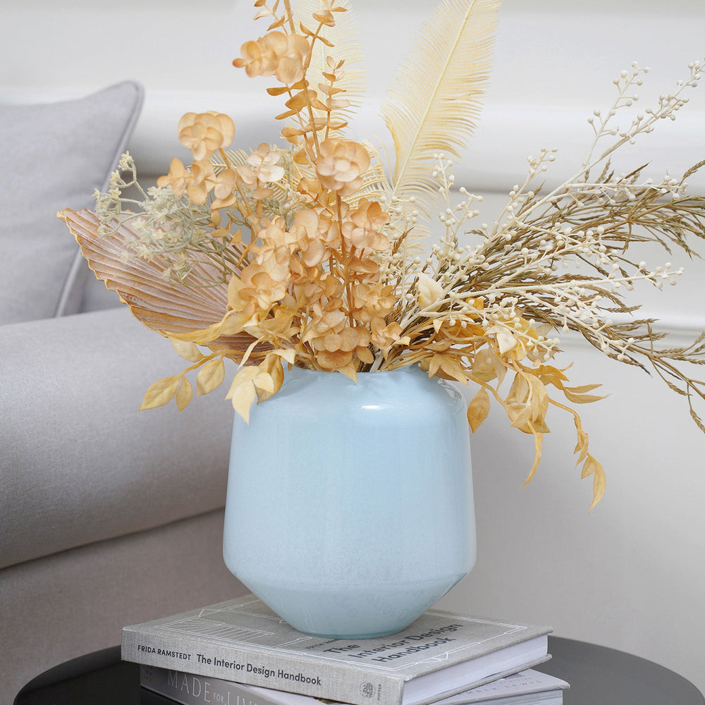 Ivy Blue Blown Flower Vase Small