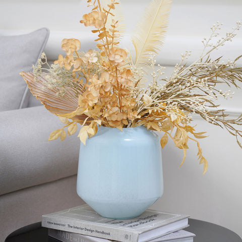 Ivy Blue Blown Flower Vase Small