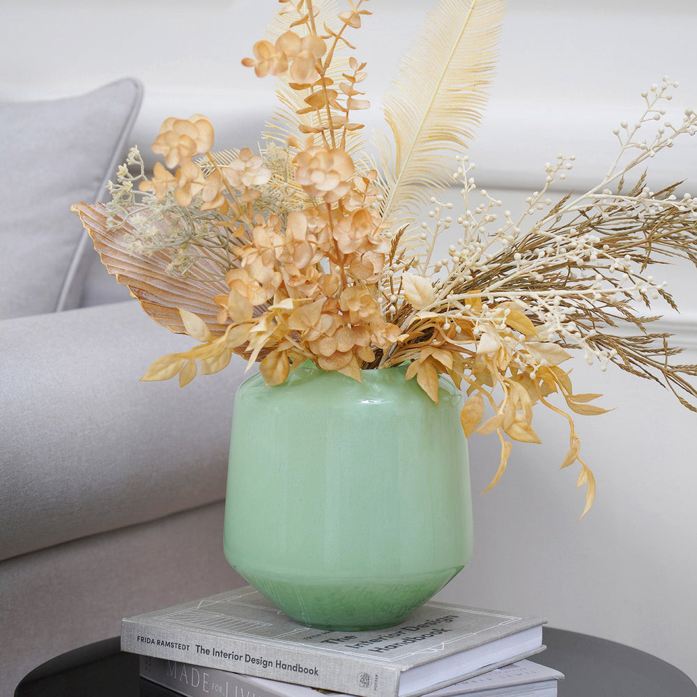 Ivy Green Blown Flower Vase Small