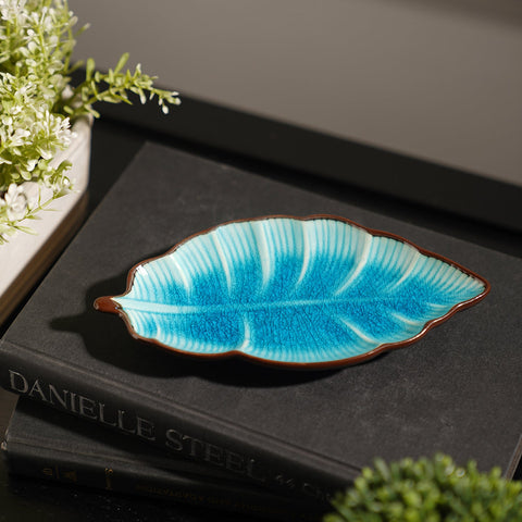 Blue Ombre Adler Ceramic Leaf Platter