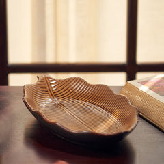 Brown Ceramic Leaf Platter