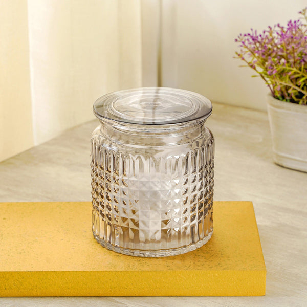 Grey Moderno Cotton Jar With Metallic Lid