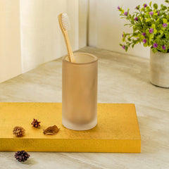 Brown Frosted Glass Toothbrush Holder
