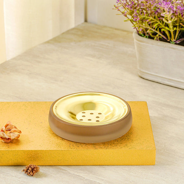 Brown Frosted Glass Soap Dish