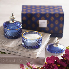 Sapphire Blue Wax Filled Jar (Set-2)