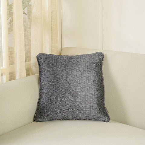 Grey Ruched Square Cushion Cover