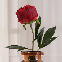 Set of 2 Red Peony Stem