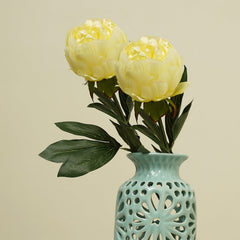 Set Of 2 Yellow Peony Faux Flower Stems