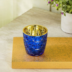 Set Of 6 Sapphire Blue Trellis Votive Holder