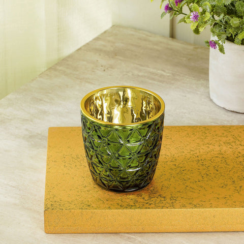 Set Of 6 Emerald Green Trellis Votive Holder